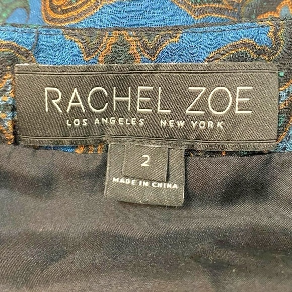 Revolve Rachel Zoe Silk Liridona Mini Dress Blue Size 2 XS V Neck Plunge Ruffle - Picture 15 of 17